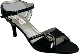 Dyeables Ariana Women&#39;s Black Satin Strappy Evening Sandals - £23.59 GBP