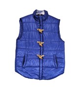 ANKOR EAST Men&#39;s M Blue Puffer Vest, Full Zip w/ Wood &amp; Rope Toggles Nau... - $33.08 CAD