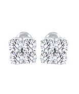 2.4Ct Round Simulated Diamond Flower Stud Earrings 14K White Gold Plated... - £29.42 GBP