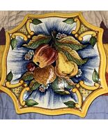 Scalloped Square 15x15" Wall Plate Piccadilly Italy Handmade Hand Painte... - $138.32
