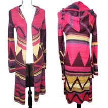 Free People Long Open Cardigan Sweater Smal/Petitel Aztec Print Lightweight - $44.55