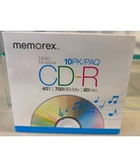 Memorex Music CD-R Recordable Blank CDs 40X 700 MB 80 min 10 CD’s New - $12.38