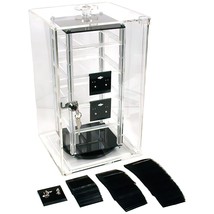 Revolving Rotating Jewelry Display Case 8.5&quot; with 100 2&quot; Black Earring Cards  - £69.47 GBP