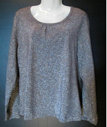 Laura Ashley GUNMETAL Gray / Silver KNIT TOP Sz Medium NWT Long Sleeve M... - £11.58 GBP