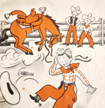 1955 Cowboy Small Bucking Bronco Rodeo Book Plate Print Lenski Vintage D... - £15.03 GBP