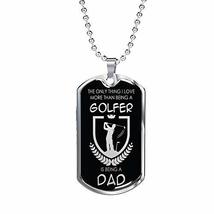 Express Your Love Gifts Golfer Dad Golf Dog Tag Engraved 18k Gold w 24&quot; Chain Go - £55.34 GBP