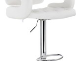 Elama Modern Faux Leather Tufted Bar Stool in White with Chrome Base and... - $240.99