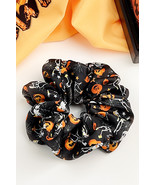 Black Halloween Pattern Print Hair Scrunchie - $52.12 MXN