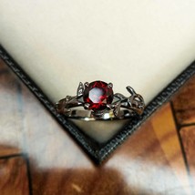 1CT Round Cut Red Garnet Solitaire Vintage Engagement Ring 14K Black Gol... - £111.96 GBP