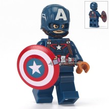 Single Sale Captain America with shield Marvel Civil War Minifigures Block Toy - £2.29 GBP