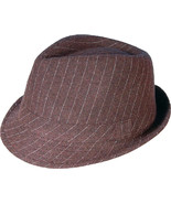 Unisex Striped Wool Poly Blend H707D Brown Trilby Fedora Hat Medium - £18.99 GBP