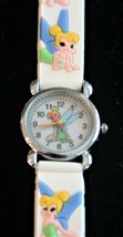 NOS child&#39;s Tinker Bell quartz wristwatch with 3-D white strap up to 7&quot; ... - £11.68 GBP