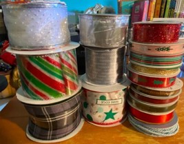 16 Roll&#39;s Place &amp; Time Holiday Christmas Wired Ribbon Variety Size Desig... - $37.06