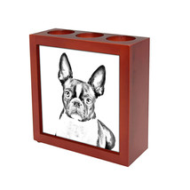 Boston Terrier - Wooden stand for candles/pens with the image of a dog ! NEW COL - £16.02 GBP