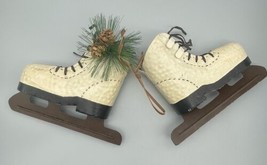 Metal Ice Skates Ornament Pair Hanging Winter Christmas Decor Painted Rustic - £17.59 GBP