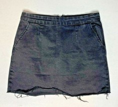 Forever 21 Womens Sz L Black Jean Skirt Zip Raw Hem   - £6.95 GBP