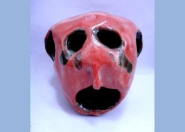 Vintage Handmade Redware Art~Naiive Monkey Face Incense,Ash Tray,Paper Weight - £97.84 GBP