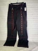 Hot Topic Black Red Contrast Stitch Suspender Carpenter Pants Womens Jun... - $74.25