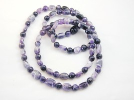 Gorgeous 50&quot; Long Amethyst Bead Necklace Faceted Round &amp; Baroque - £31.96 GBP