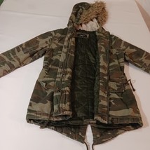 Rue 21 Women's Green Camouflage Cotton Full Zip Pockets Hoodie Jacket Size Small image 8