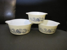 VINTAGE SET OF 3 PYREX HOMESTEAD NESTING BAKING BOWLS 473 474 475 TAN AN... - £43.52 GBP