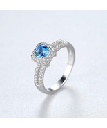 Topaz Ring Women S925 Silver Aquamarine Light Personality US6 - £31.07 GBP