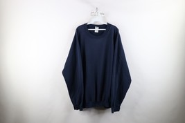 Vintage 90s Streetwear Mens 4XL Distressed Blank Crewneck Sweatshirt Nav... - $39.55