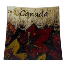 Vintage Reverse Painted Tray Canada Leaf Collector Plate Trinket Ring Di... - £16.90 GBP