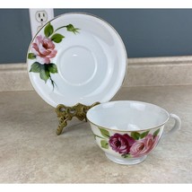Merit Japan Hand Painted Wide Mouth China Tea Cup And Saucer Set - £11.66 GBP