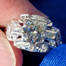 Earth mined Diamond Deco Engagement Ring 1.26 carat Vintage Platinum Solitaire 6 - $13,173.78 CAD