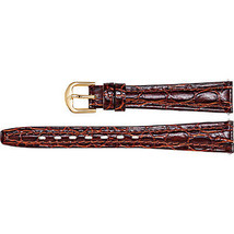 Ladies 14 mm Regular Brown Leather Crocodile Grain Semi-Padded Watch Strap Band  - £21.11 GBP