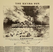 1930 Steam Boat Lexington Ship Sinks News Lithograph Print Currier &amp; Ive... - $88.25