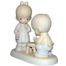 PRECIOUS MOMENT Vintage 1990 Porcelain Figurine Thumb-Body Loves You Hammer Tool - £40.49 GBP