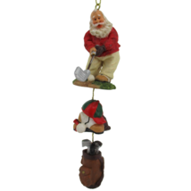 Santa Claus Golfing with Gear Bag Hat Ball Clubs Multi Level Ornament Christmas - £10.35 GBP