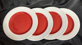 Gibson Home Dinner Plates (4) Stoneware 10-1/2&quot; Wide Wht Rim - $39.00