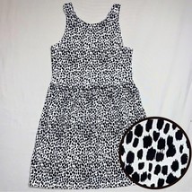White Black Leopard Fit &amp; Flare Dress Girl 6-7  Dress Old Navy Holiday C... - $13.86