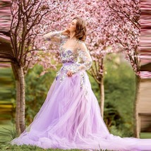 Beautiful Lavender Tulle Dress Light Purple Dress For Photo shoot See Through Fl - £283.21 GBP