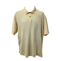 Tommy Bahama Mens Polo Shirt Yellow Short Sleeve Logo Collar Cotton Blend L - $21.37