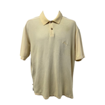 Tommy Bahama Mens Polo Shirt Yellow Short Sleeve Logo Collar Cotton Blend L - $8.55