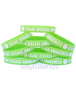 10 of Celiac Disease Wristbands - Green Debossed Silicone Awareness Bracelets - €12,64 EUR