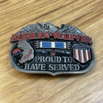 Vintage 1988 Korean War Vet Proud To Have Served Belt Buckle Veterans KG JD - £15.31 GBP