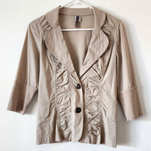 XCVI Tan Lightweight Ruched Jacket Size Small - $39.00
