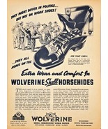 WWII-1944 Vintage Print Ad-WOLVERINE SHELL HORSEHIDES WORK SHOES-Vintage - $218.55 MXN