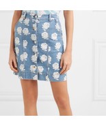 Kenzo Rose Print Lightwash Denim Button Front Mini Skirt Size 6 - $193.19 CAD