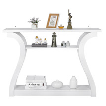 3-Tier Console Table With Storage Shelf Entryway Hallway Side Table White - £92.30 GBP