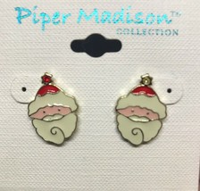 Santa Claus Face Head Pierced Ear Earrings Piper Madison Holiday Christmas - £9.55 GBP