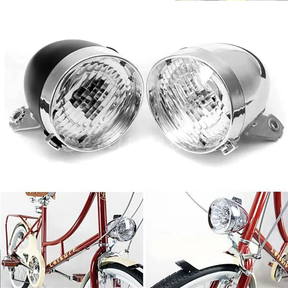 Bicycle Headlight Bike Front Light 3 LED Vintage Retro Classic Lamp For Night - £8.73 GBP