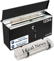 SereneLife Wall-Mount Mailbox w/ Lockable Newspaper Holder - Black (Open... - $19.79