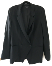 Theory Vintage 90s Style Black Wool Double Breasted Blazer Jacket Womens... - $29.99