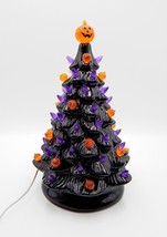 Halloween Tabletop Light Up Tree Ceramic 13 Inch Black Orange Purple NIB - £52.74 GBP